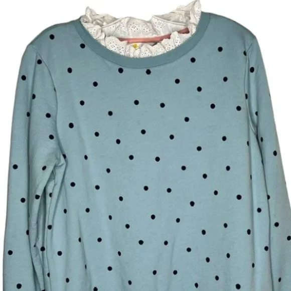 Boden Light Blue Polka Dot Sweatshirt - Picture 3 of 9